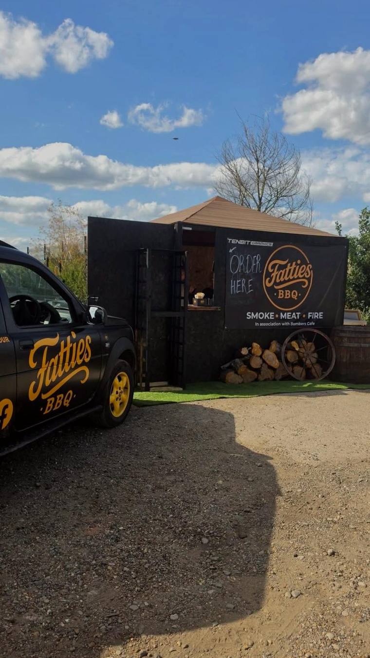 The Fatties BBQ trailer parked up in Grays