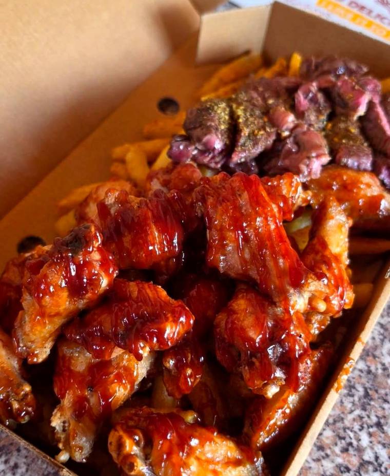 BBQ wings tossed in glaze